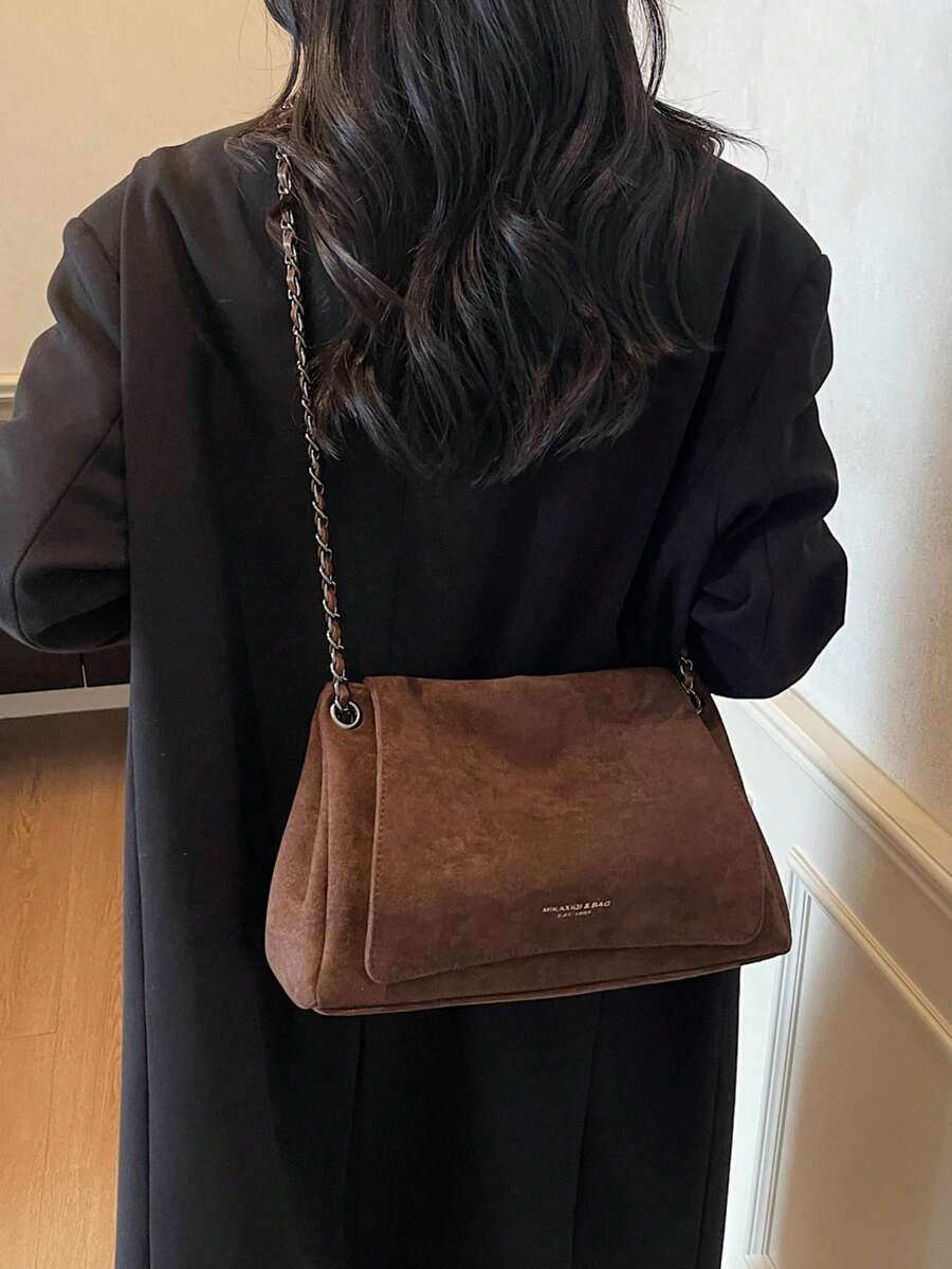 Women's Tote Bag, Suede Soft Shoulder Bag With Chain, Crossbody Handbag, Large Capacity Underarm Bag, Daily Commute Purse