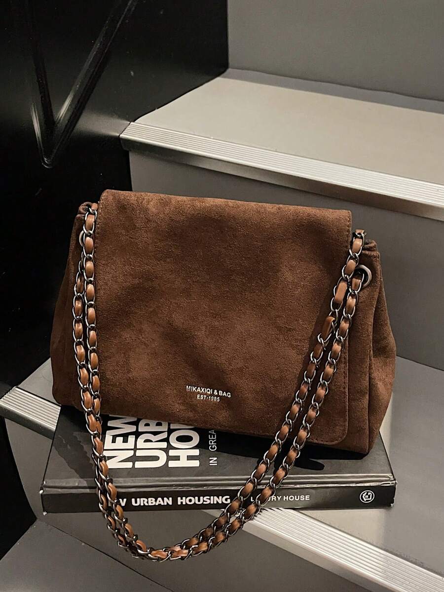 Women's Tote Bag, Suede Soft Shoulder Bag With Chain, Crossbody Handbag, Large Capacity Underarm Bag, Daily Commute Purse