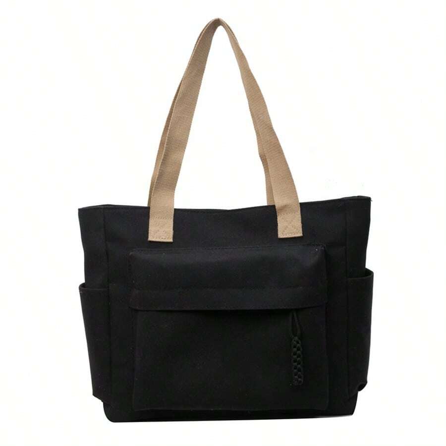Women's Fashion Solid Color Versatile Tote Bag Large Capacity Minimalist Quilted Shoulder Bag Lightweight Handbag With Zipper Closure Perfect For Work, Travel, School, Or Vacation Handbag Gift Bag