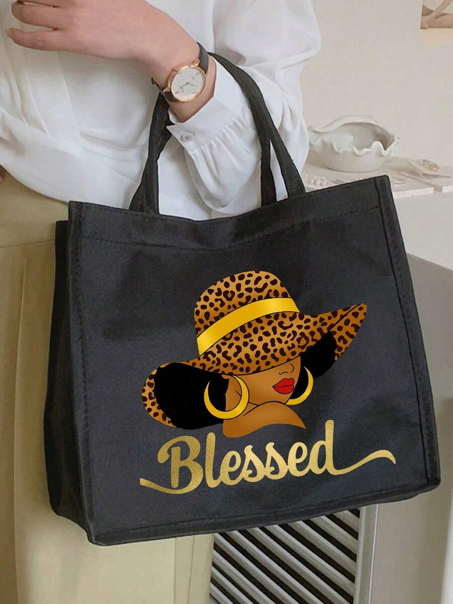 Printed Tote Bag, Printed Tote Bag Set, Tote Bag With Cosmetic Bag, Lightweight Large Capacity Tote Bag, Reusable Jute Shopping Bag, Portable Travel Beach Bag With Cosmetic Bag, Birthday Gift, Teacher
