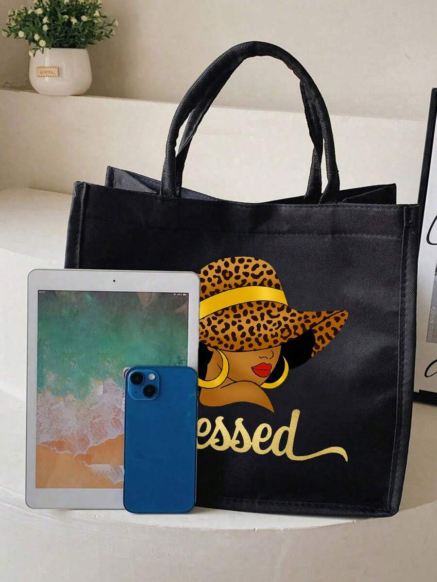 Printed Tote Bag, Printed Tote Bag Set, Tote Bag With Cosmetic Bag, Lightweight Large Capacity Tote Bag, Reusable Jute Shopping Bag, Portable Travel Beach Bag With Cosmetic Bag, Birthday Gift, Teacher