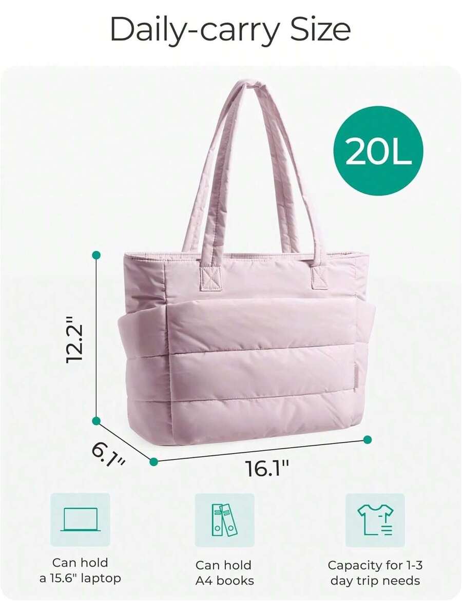 Tote Bag For Women,Quilted Hangbag Bag With Zipper,Lightweight Womens Puffy Shoulder Handbag With Compartments Shoulder Bag Handbag For Travel, Work, Gym| Lightweight, Puffy, Tote Bag With Compartme