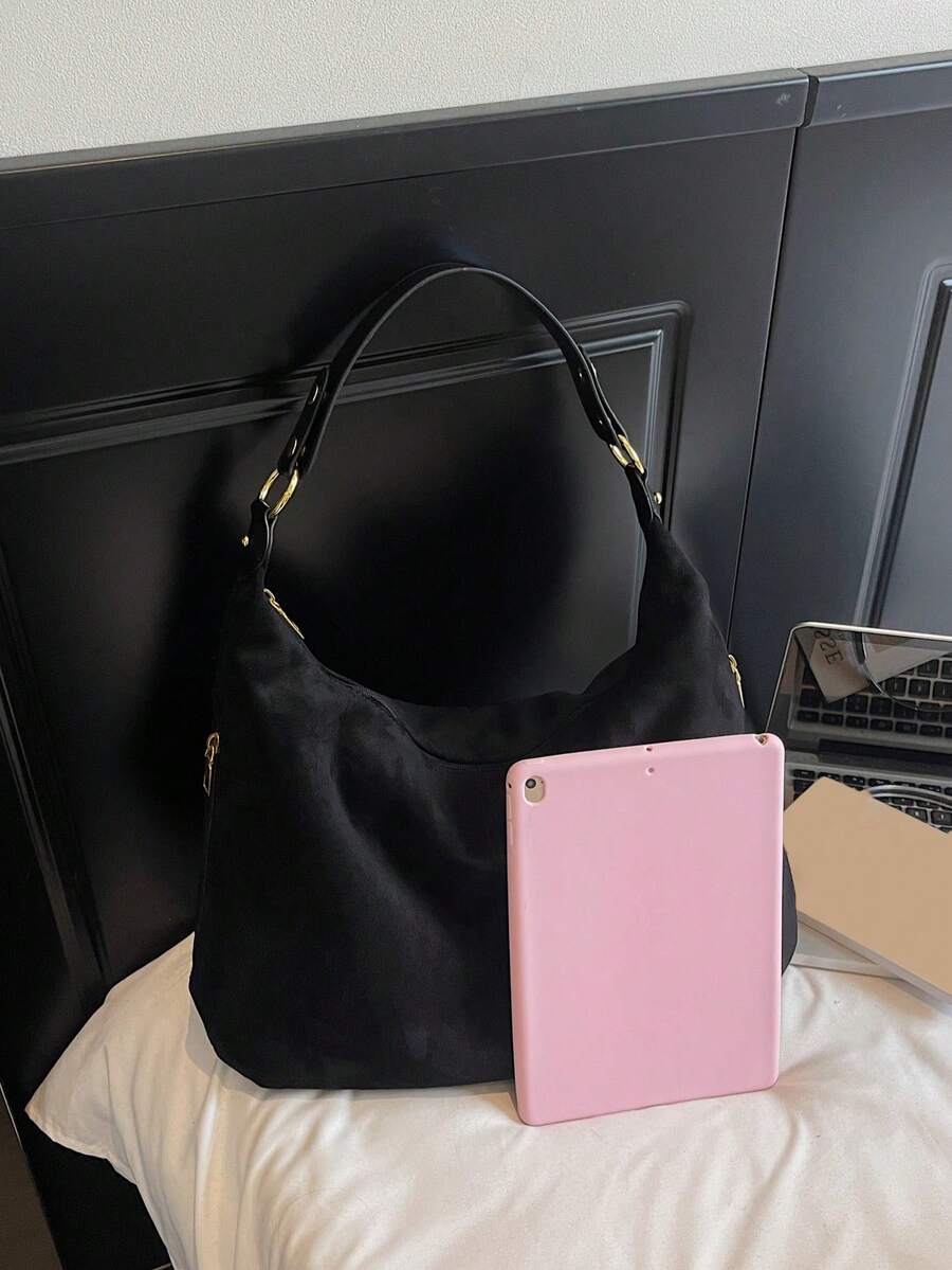 Fashionable Minimalist Women's Handbag- Spacious Shoulder Bag With Secure Zipper, Lightweight And Versatile, Essential Fashion Accessory For Autumn/Winter. New Large Capacity Retro Faux Suede Tote Ba