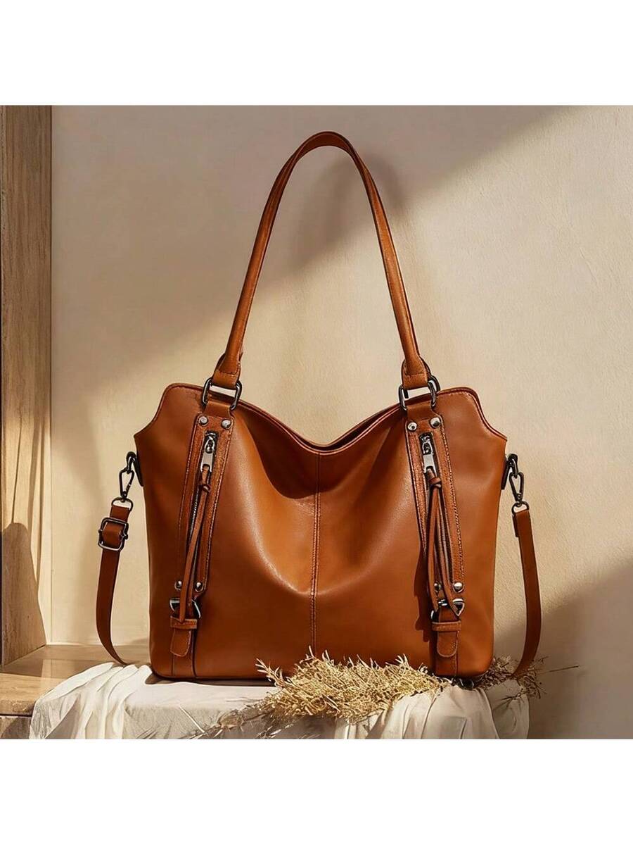 Womens PU Leather Tote Purses And Handbags Fashion Shoulder Bag Top Handle Satchel