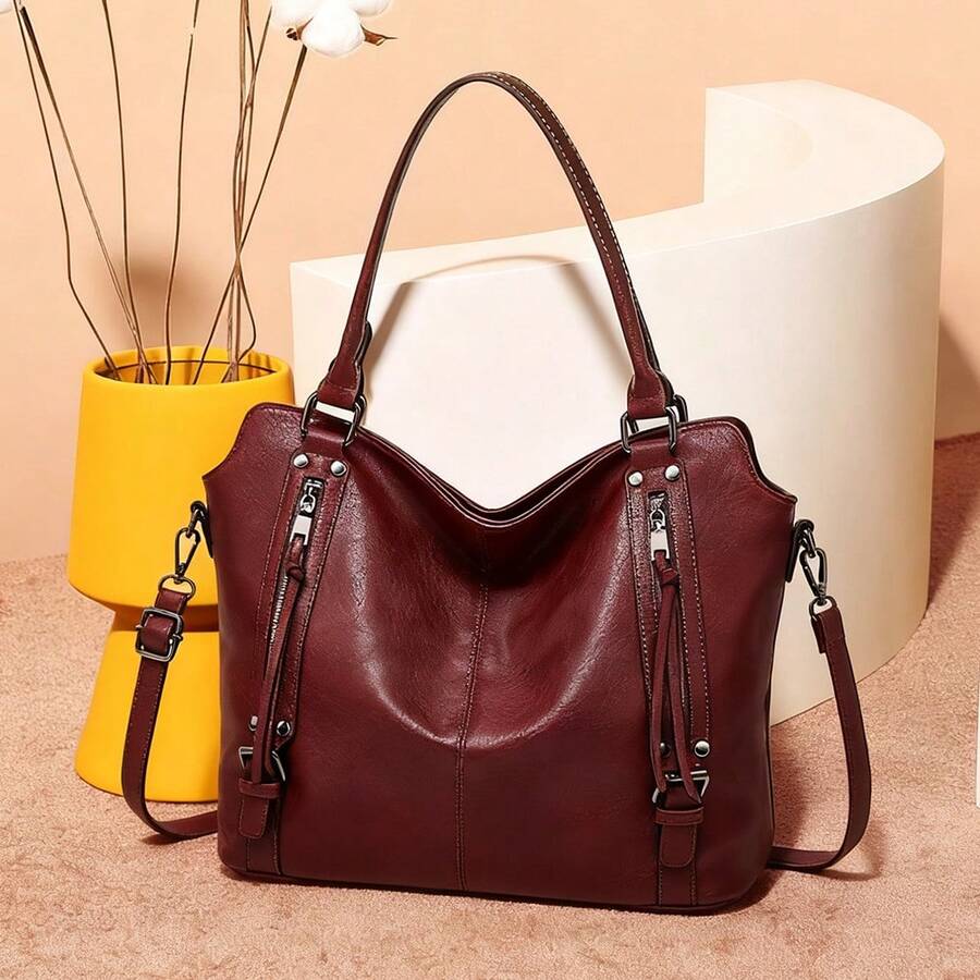 Womens PU Leather Tote Purses And Handbags Fashion Shoulder Bag Top Handle Satchel