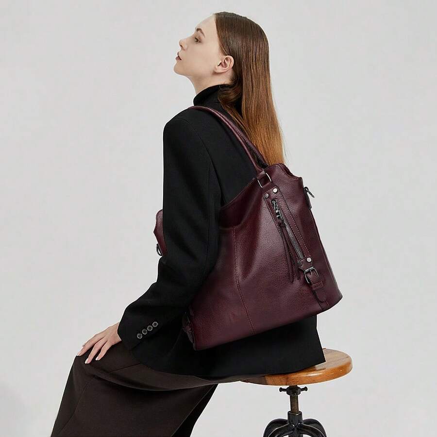 Womens PU Leather Tote Purses And Handbags Fashion Shoulder Bag Top Handle Satchel