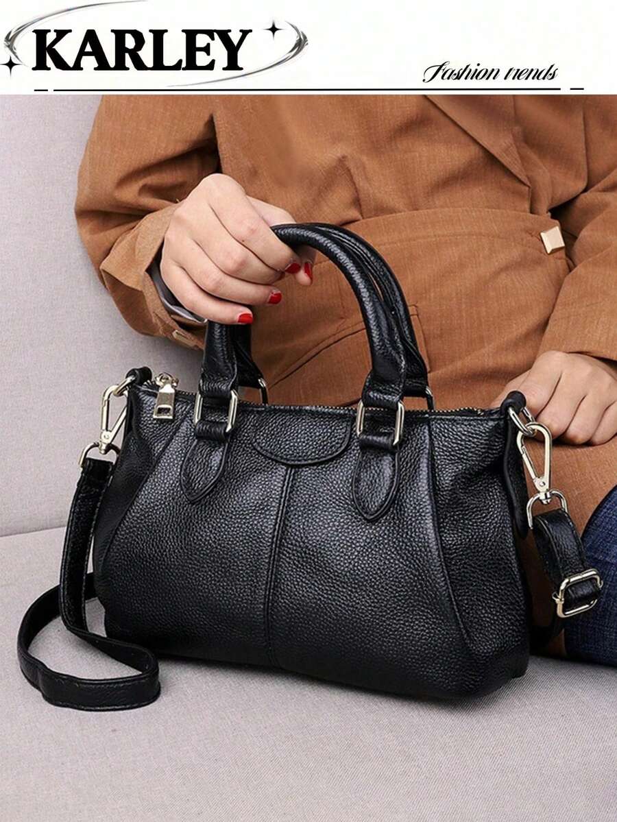 Fashionable Vintage Tote Bag, Minimalist Women's Large Capacity Handbag, Black Pleated Bag, Soft Leather Versatile Small Bag, Shoulder Crossbody Bag