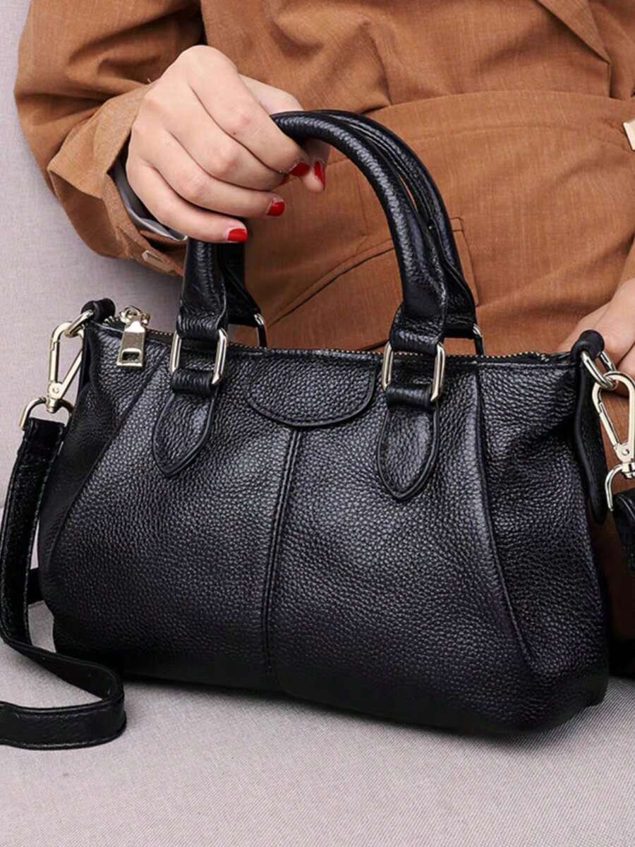 Fashionable Vintage Tote Bag, Minimalist Women's Large Capacity Handbag, Black Pleated Bag, Soft Leather Versatile Small Bag, Shoulder Crossbody Bag