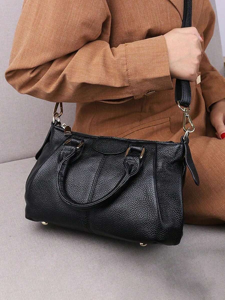 Fashionable Vintage Tote Bag, Minimalist Women's Large Capacity Handbag, Black Pleated Bag, Soft Leather Versatile Small Bag, Shoulder Crossbody Bag