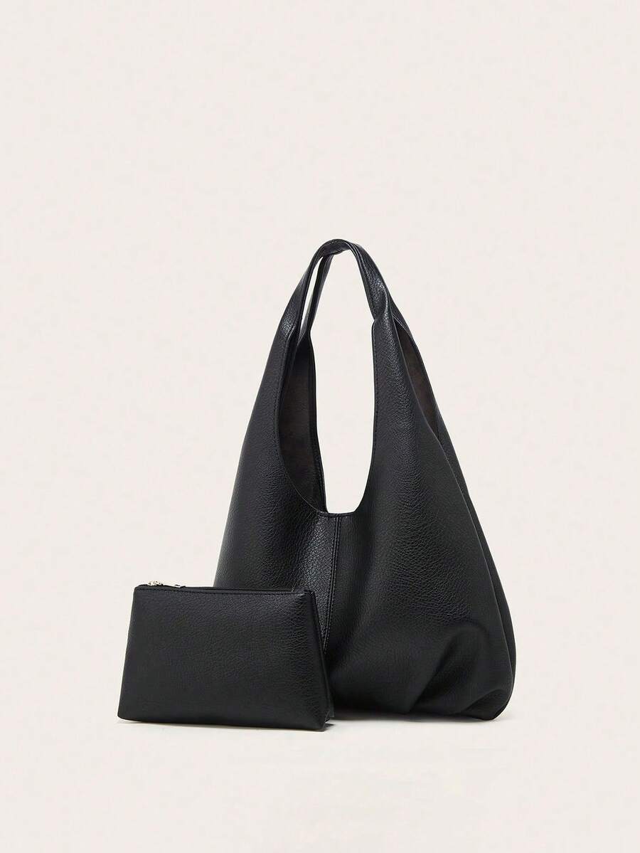 2pcs New Fashion Large Capacity Casual Versatile Mother-Child Bags, Soft Leather-Feel PU Material, High-Quality Handbag & Shoulder Bag For Women, Elegant & Suitable For Office, Work, University Studen