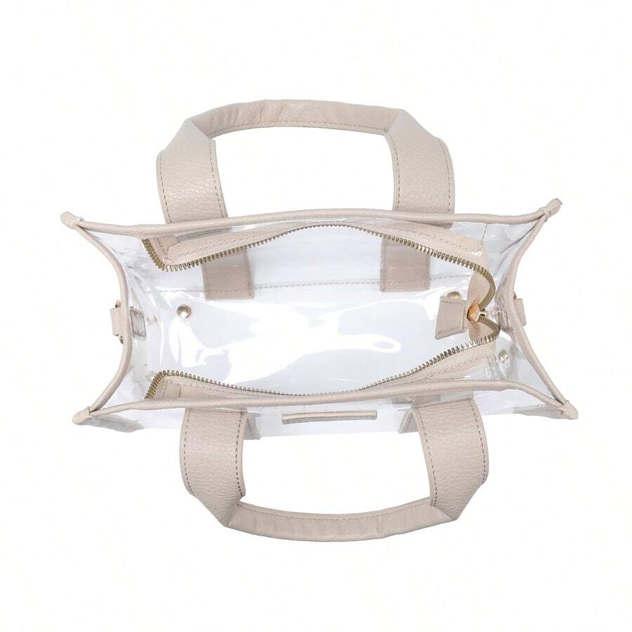 Clear Tote Bag For Women Thick PVC Clear Bag For Stadium Events With Guitar Strap Transparent For Concert Beach