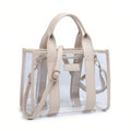 Clear Tote Bag For Women Thick PVC Clear Bag For Stadium Events With Guitar Strap Transparent For Concert Beach