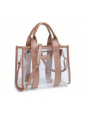 Clear Tote Bag For Women Thick PVC Clear Bag For Stadium Events With Guitar Strap Transparent For Concert Beach