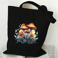 1pc Mushroom Print Portable Shoulder Bag, Casual Canvas Tote Bag, Durable And Reusable Handbag Holiday