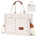 Canvas Tote Bag For Women With Multi-Pocket Crossbody Shoulder Handbag Casual Work Tote Everything Tote Bag