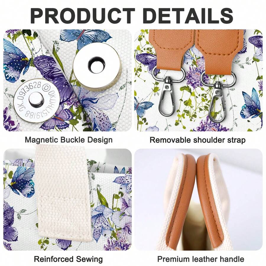 Canvas Tote Bag For Women With Multi-Pocket Crossbody Shoulder Handbag Casual Work Tote Everything Tote Bag