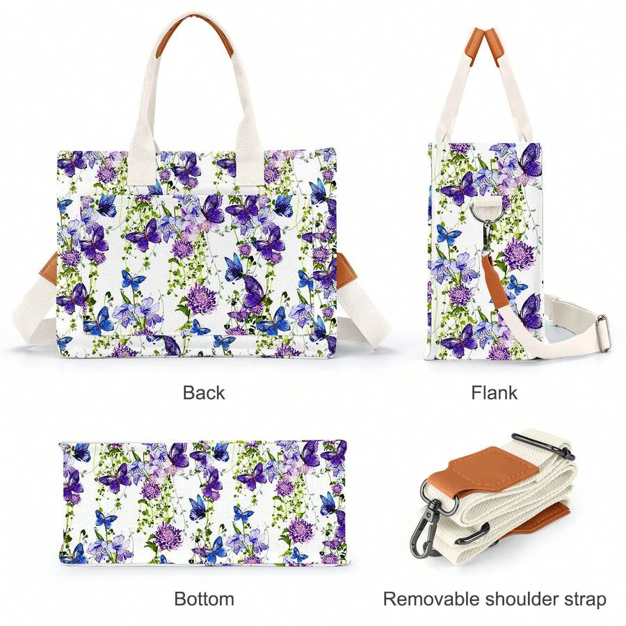 Canvas Tote Bag For Women With Multi-Pocket Crossbody Shoulder Handbag Casual Work Tote Everything Tote Bag