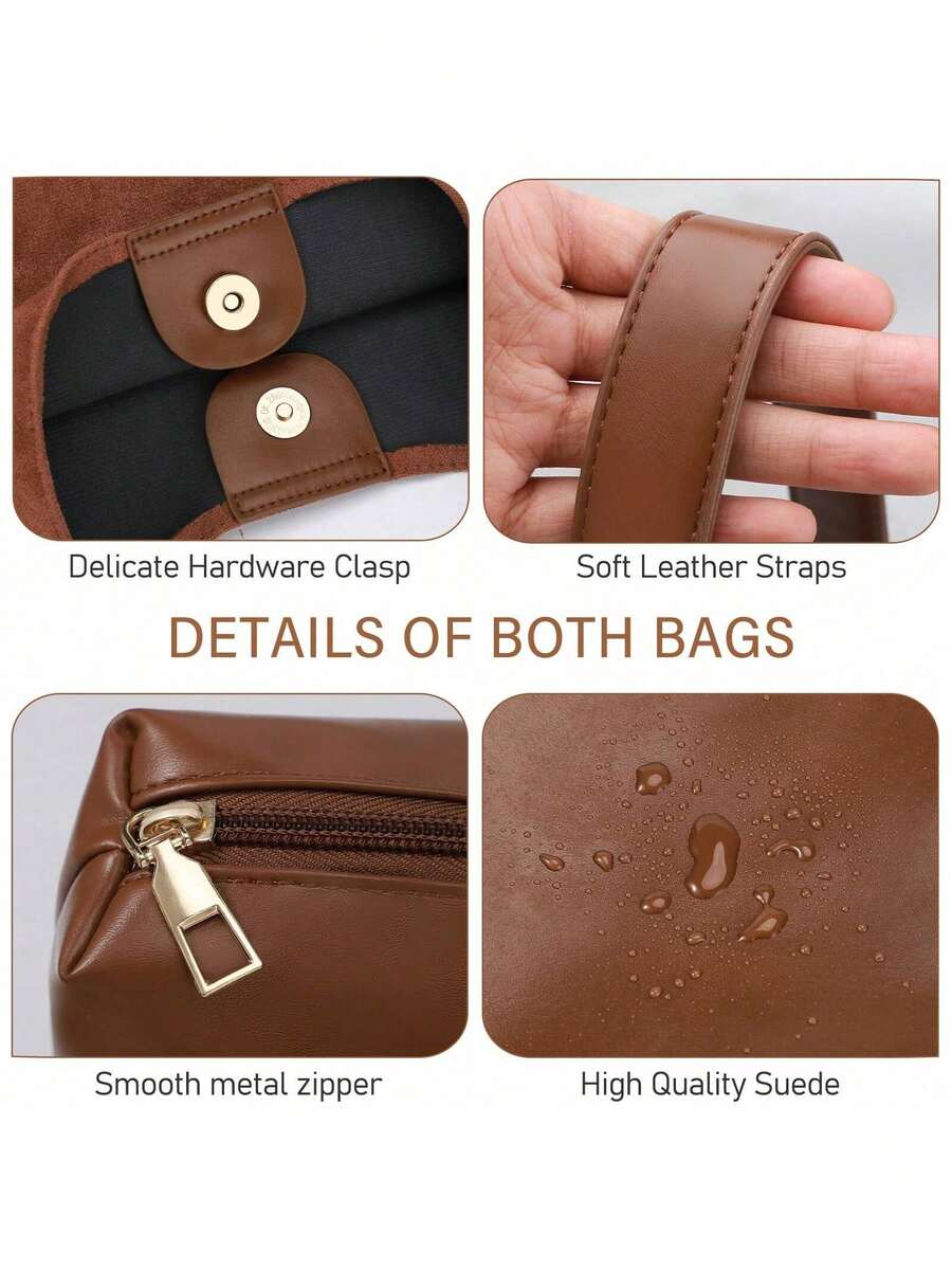 1 Set Suede Tote Bag,Large Capacity Shoulder Tote,Purses And Bags Women,Suitable For Gifting For Shopping,Dating, Business Trips,Office Work Commute