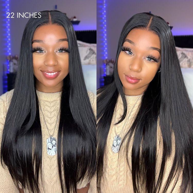 Effortless Straight 4x4 Closure Lace Glueless Mid Part Long Wig 100% Human Hair -US Only