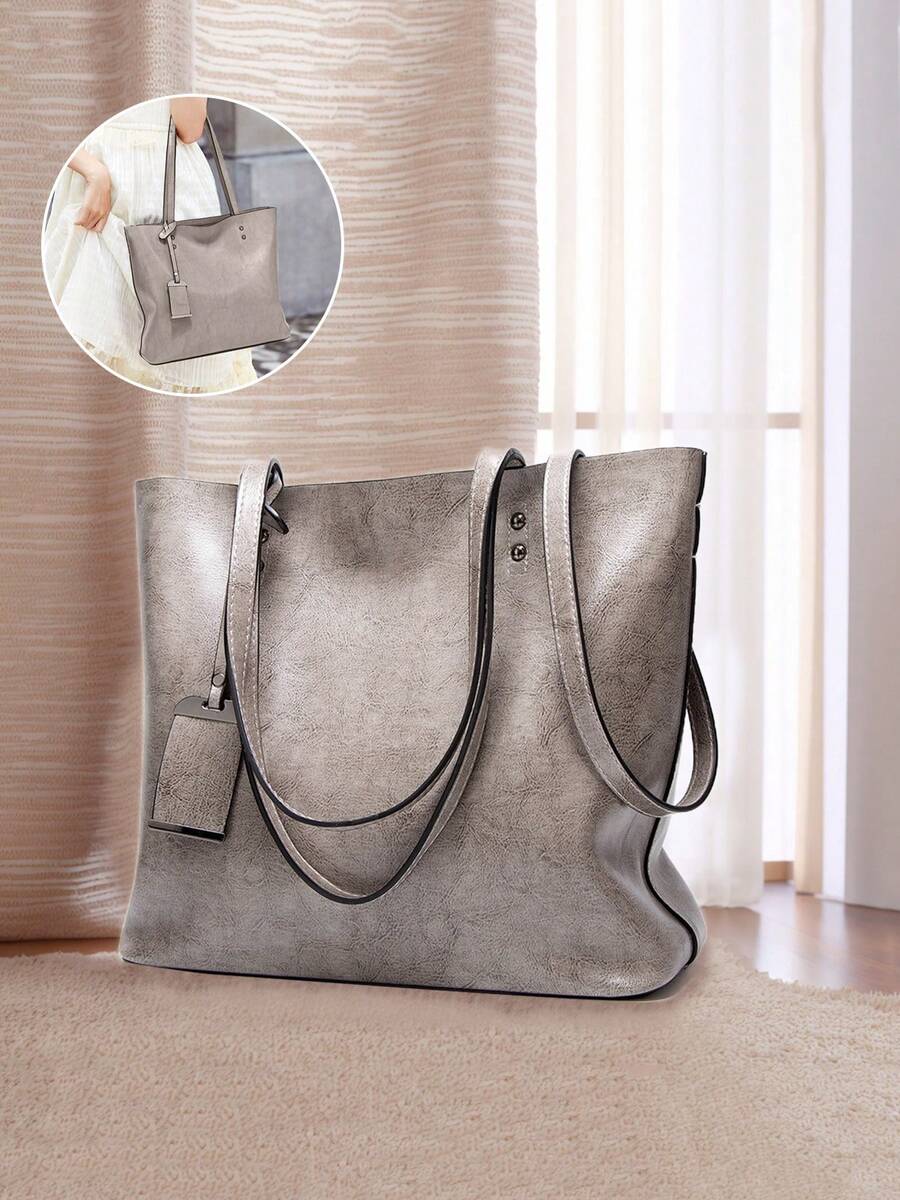 Women's PU Leather Crossbody Tote – Large Capacity Top Handle Shoulder Bag With Zipper Closure And Adjustable Removable Strap For Commuting