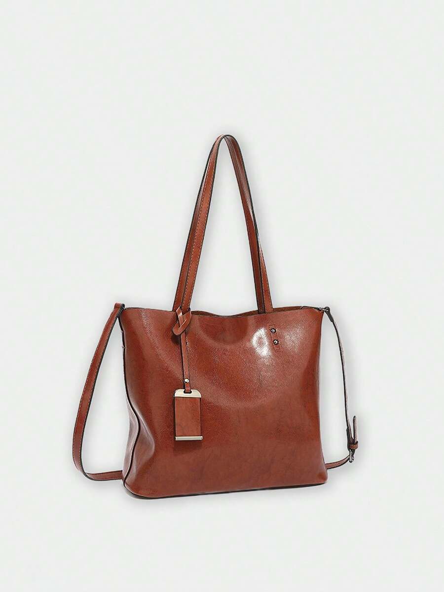 Women's PU Leather Crossbody Tote – Large Capacity Top Handle Shoulder Bag With Zipper Closure And Adjustable Removable Strap For Commuting