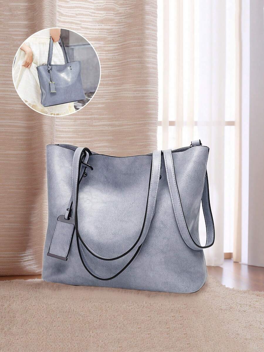 Women's PU Leather Crossbody Tote – Large Capacity Top Handle Shoulder Bag With Zipper Closure And Adjustable Removable Strap For Commuting