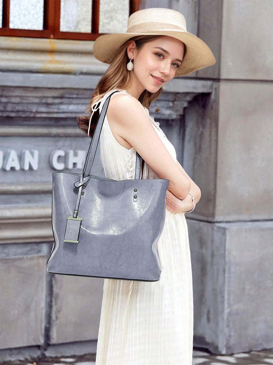 Women's PU Leather Crossbody Tote – Large Capacity Top Handle Shoulder Bag With Zipper Closure And Adjustable Removable Strap For Commuting