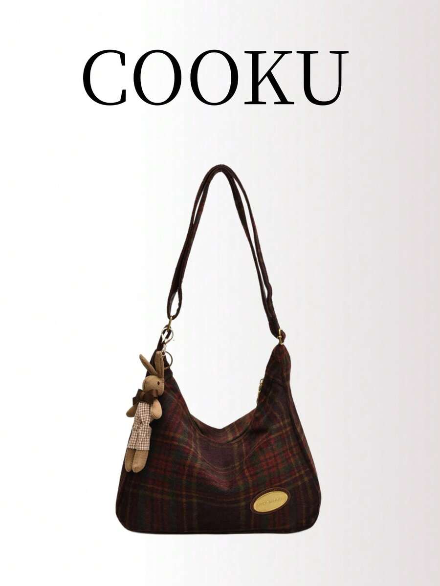 Plaid Block Large Capacity Women's Shoulder Bag Crossbody Bag Tote Bag, Office Bag