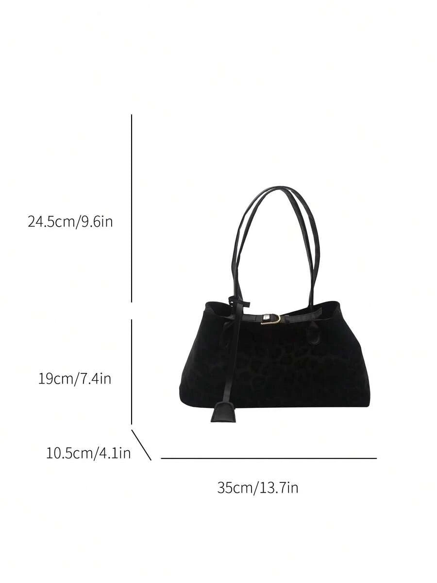 New Leopard Print Belt, Minimalist & Fashionable For Commuting, Oversized Retro Underarm Tote Bag, European And American Style