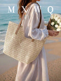 Livesso Summer Straw Beach Tote Bag, Large Capacity Handbag, Casual Multiple Pockets Women's Bag, Suitable With Dress For Shopping, Travel, Storage, Rattan Bag, Eye-Catching Beach Bag Summer, Summer S
