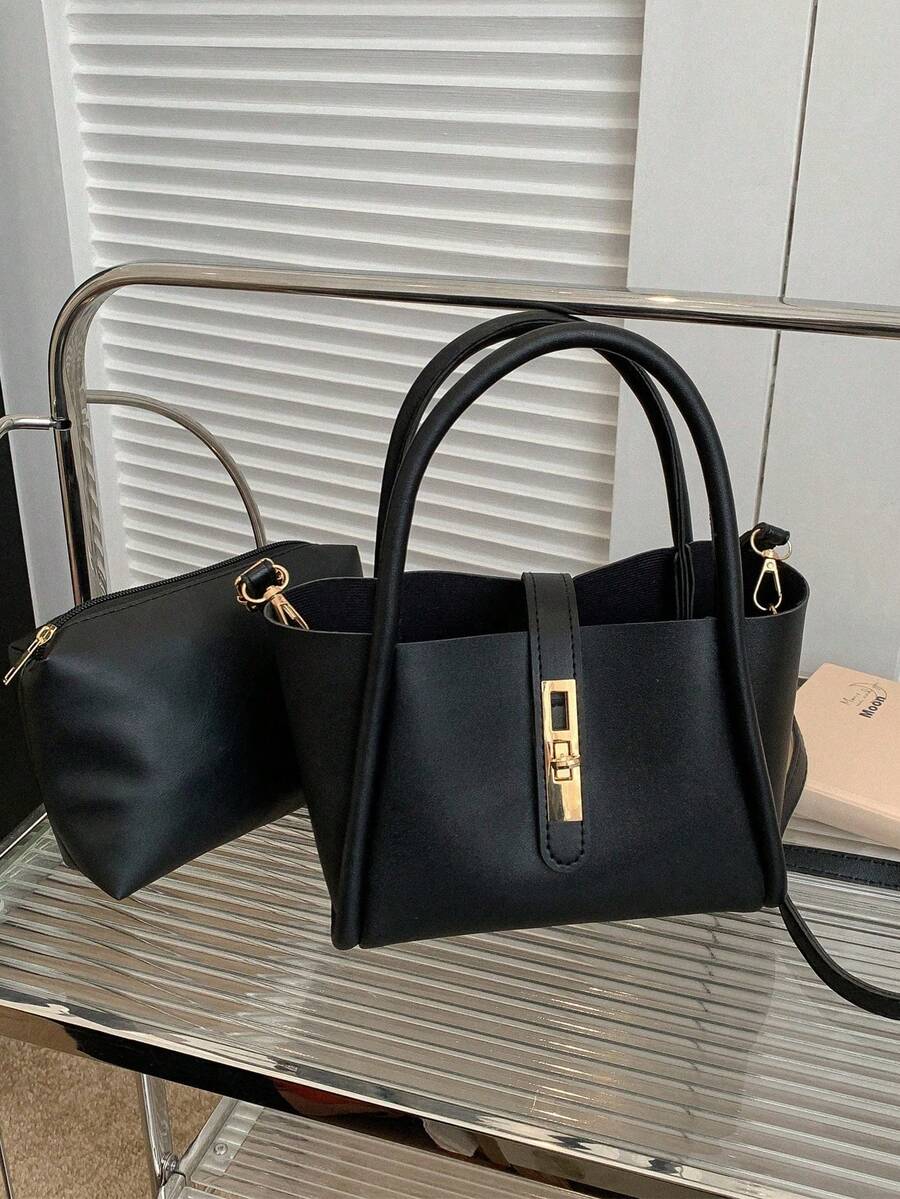 Livesso Women's New Solid Color PU Fashion Tote Bag Multifunctional Shoulder Bag With Small Coin Purse