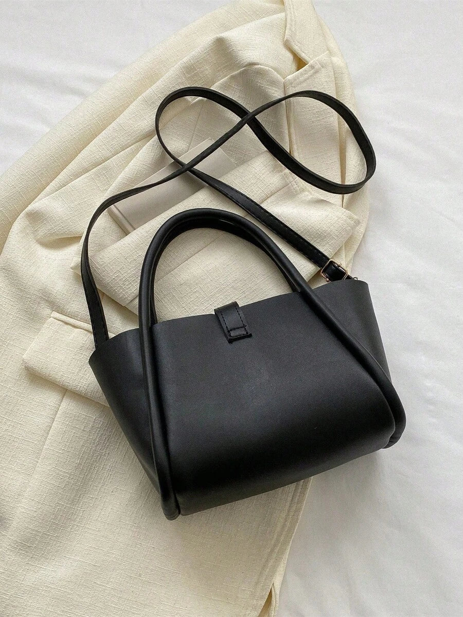 Livesso Women's New Solid Color PU Fashion Tote Bag Multifunctional Shoulder Bag With Small Coin Purse