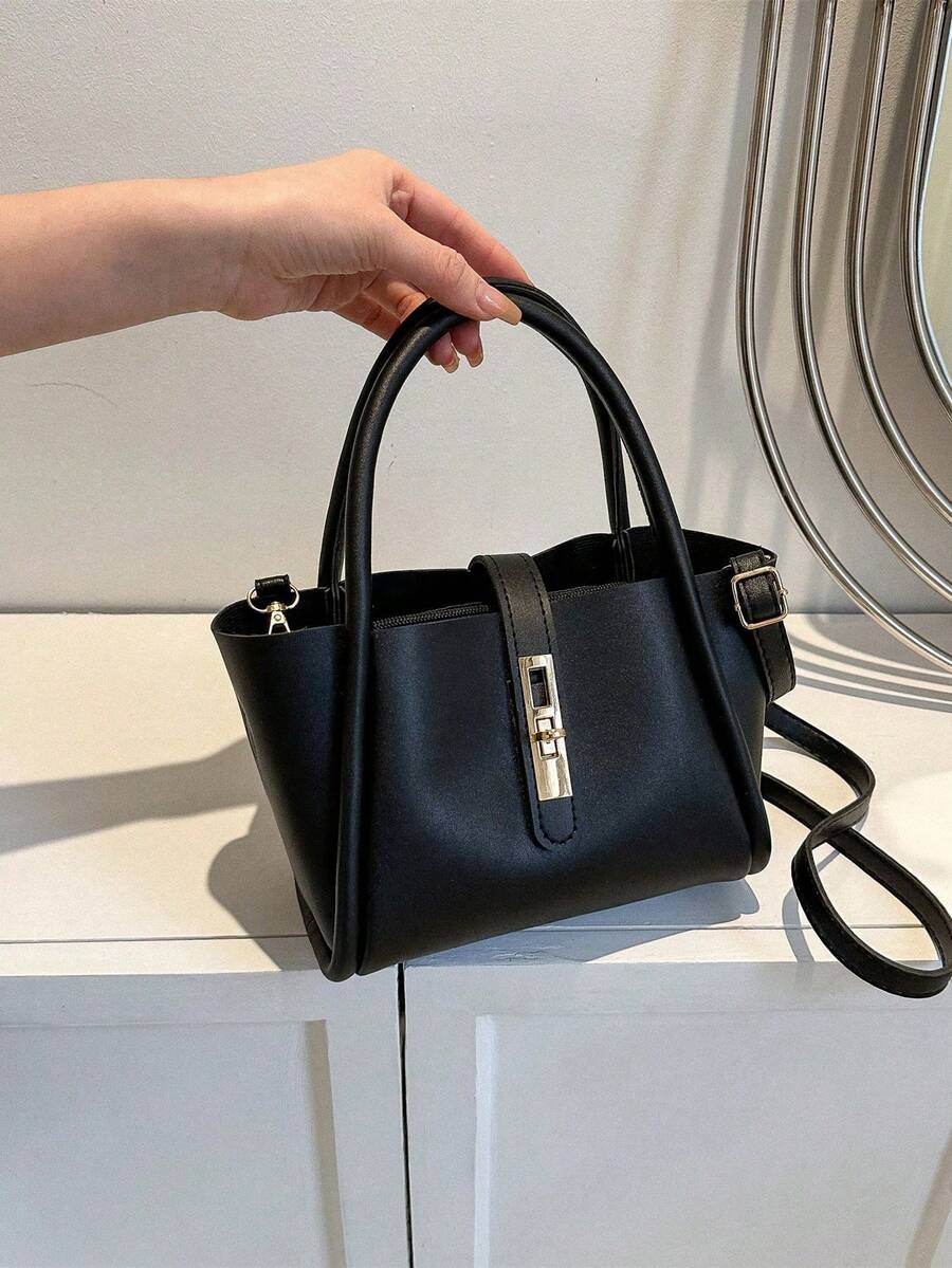 Livesso Women's New Solid Color PU Fashion Tote Bag Multifunctional Shoulder Bag With Small Coin Purse