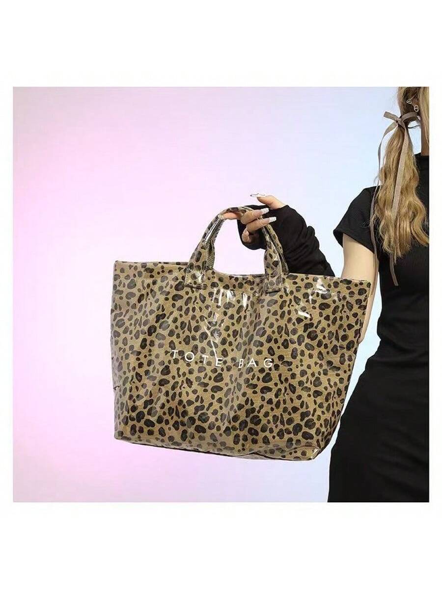 Large Capacity Transparent Jelly Tote Bag, Waterproof PVC Shopping Bag, Korean Style Casual Shoulder Bag