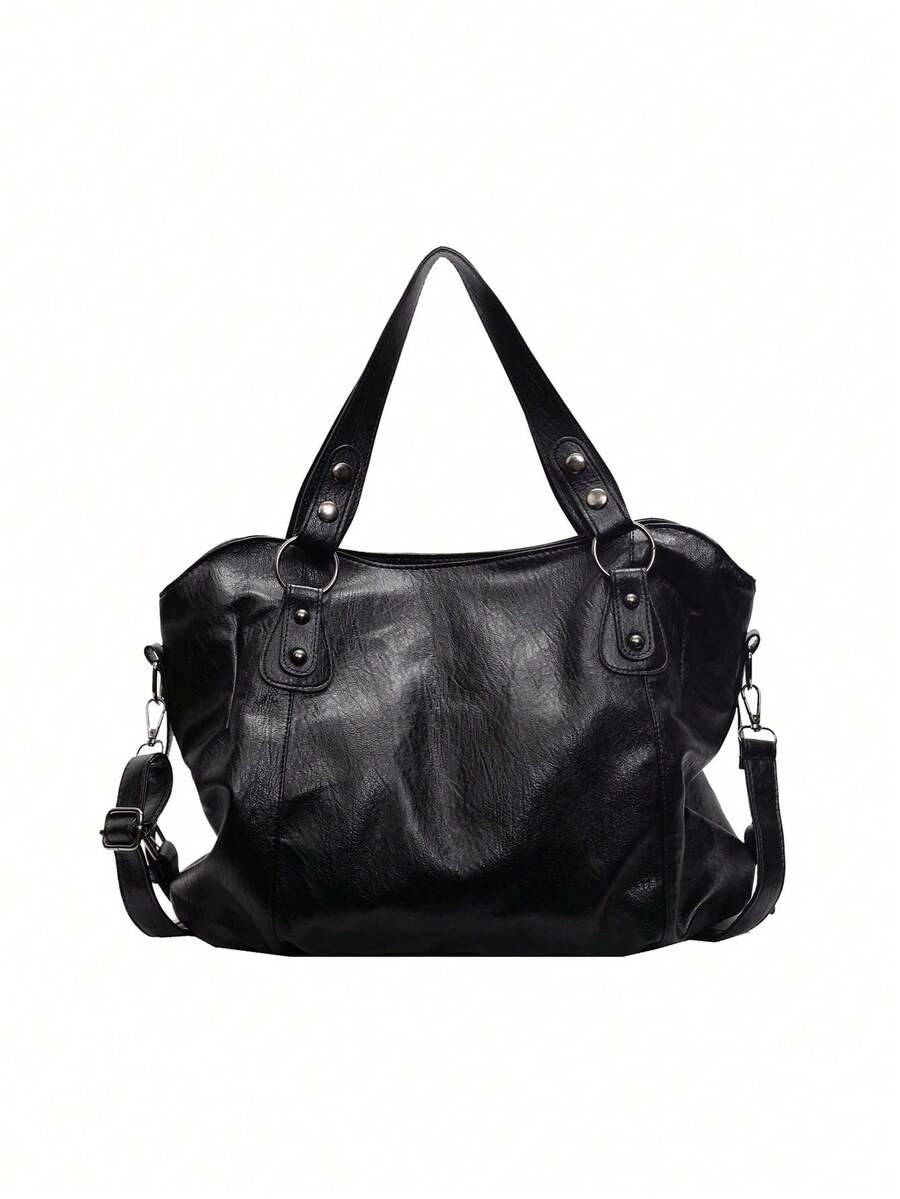Fashionable Large Capacity Faux Leather Tote Bag, Commuter Shoulder Crossbody Women's Bag, Suitable For Outings, Shopping, Travel