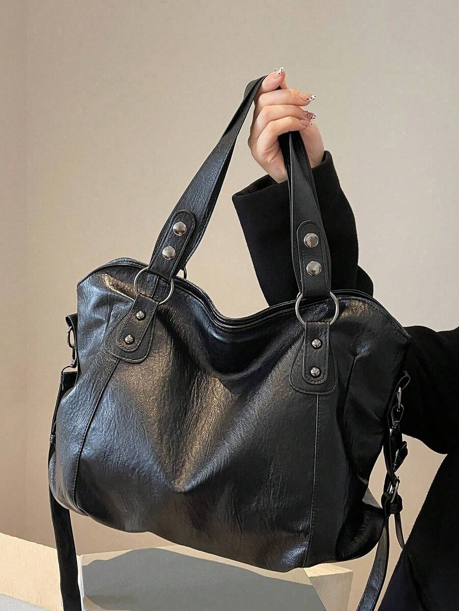 Fashionable Large Capacity Faux Leather Tote Bag, Commuter Shoulder Crossbody Women's Bag, Suitable For Outings, Shopping, Travel