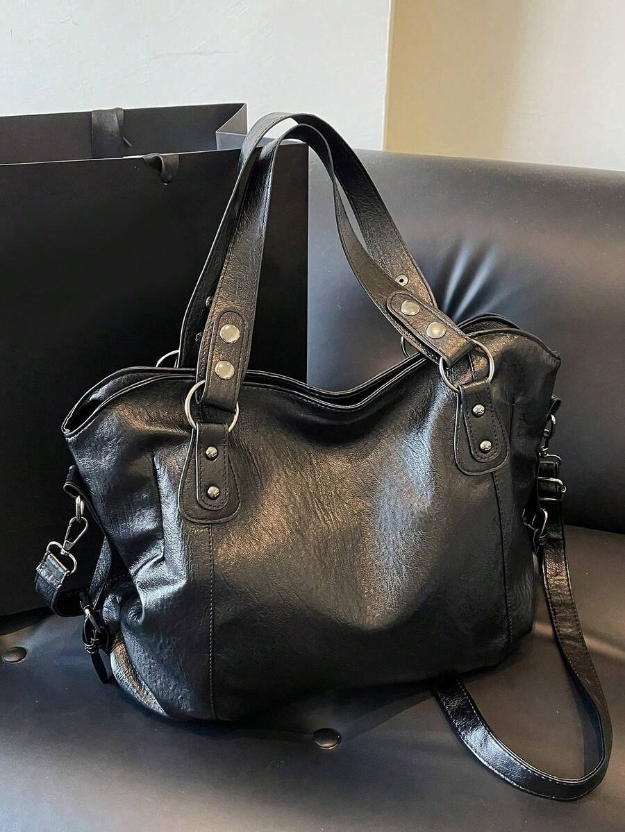 Fashionable Large Capacity Faux Leather Tote Bag, Commuter Shoulder Crossbody Women's Bag, Suitable For Outings, Shopping, Travel