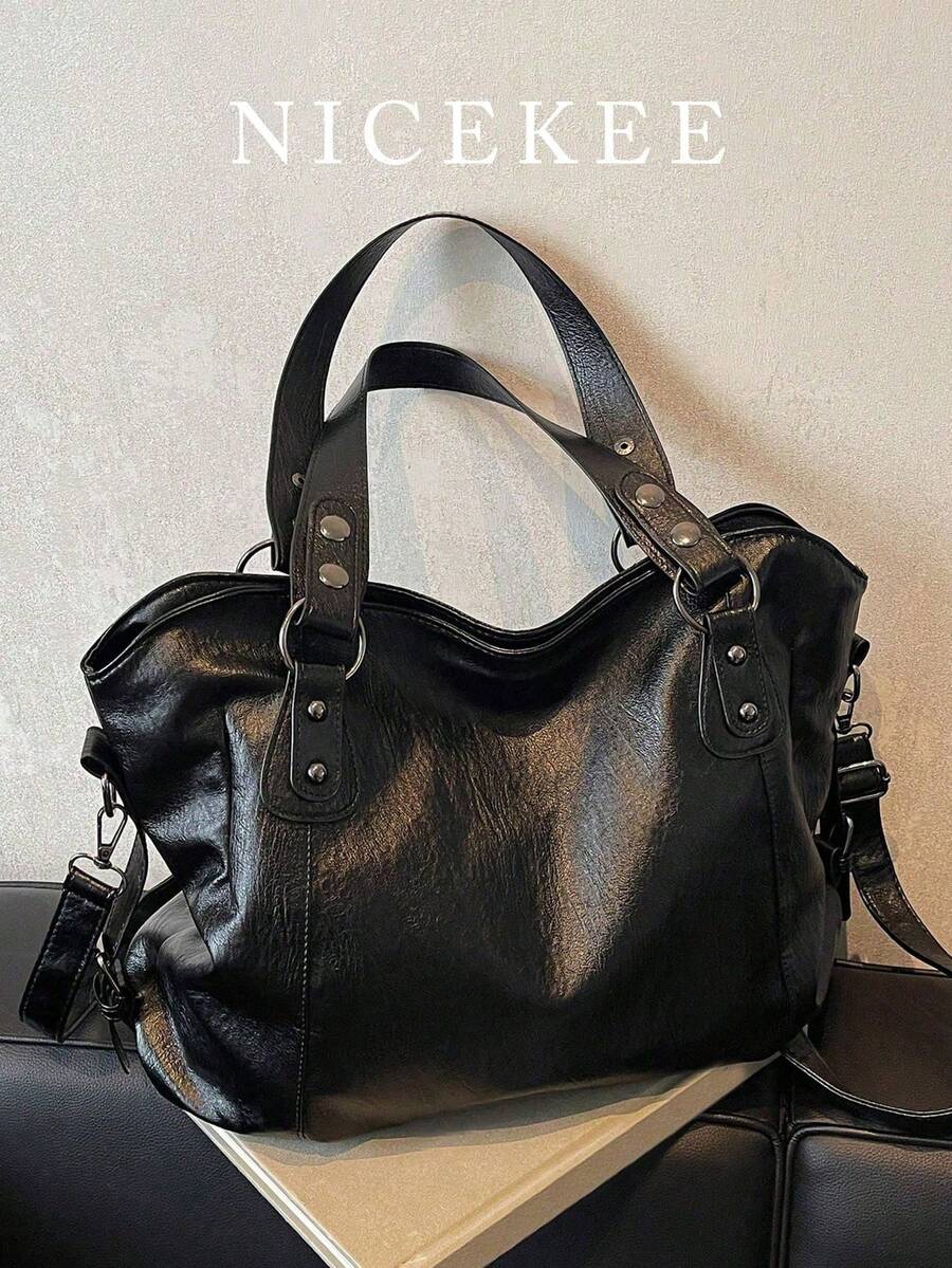 Fashionable Large Capacity Faux Leather Tote Bag, Commuter Shoulder Crossbody Women's Bag, Suitable For Outings, Shopping, Travel
