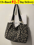 New Leopard Print Large Capacity Tote Bag- Versatile Shoulder & Underarm Carry Bag For Women, Spacious Animal Print Work Tote With Top Handle, Perfect College Campus Essential For Students, Fall Wint