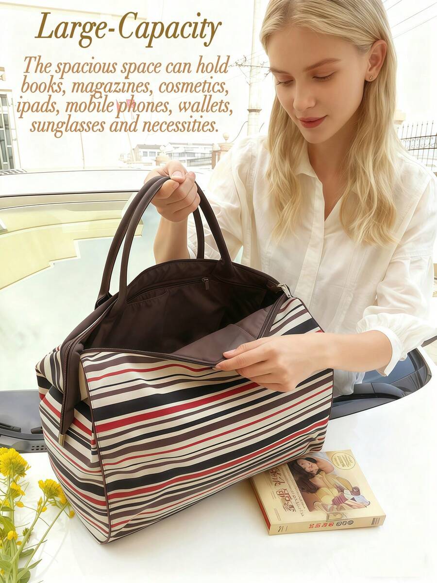 Ladies' Vintage Newspaper Print Canvas Handbag Elegant Tote Bag Large Purses Beach Bag For Everyday Back To School Travel Essential Birthday Gift