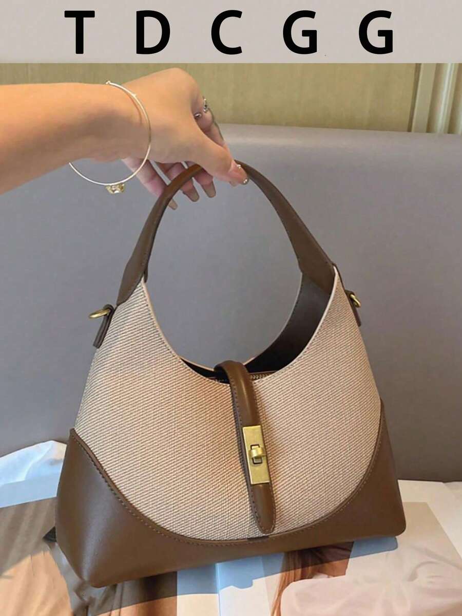 1pc Colorblock Dumpling Bag, Women's Handle Shoulder Crossbody Tote Bag, Fashion Commuter Bag, Suitable For Daily, Dating And Shopping