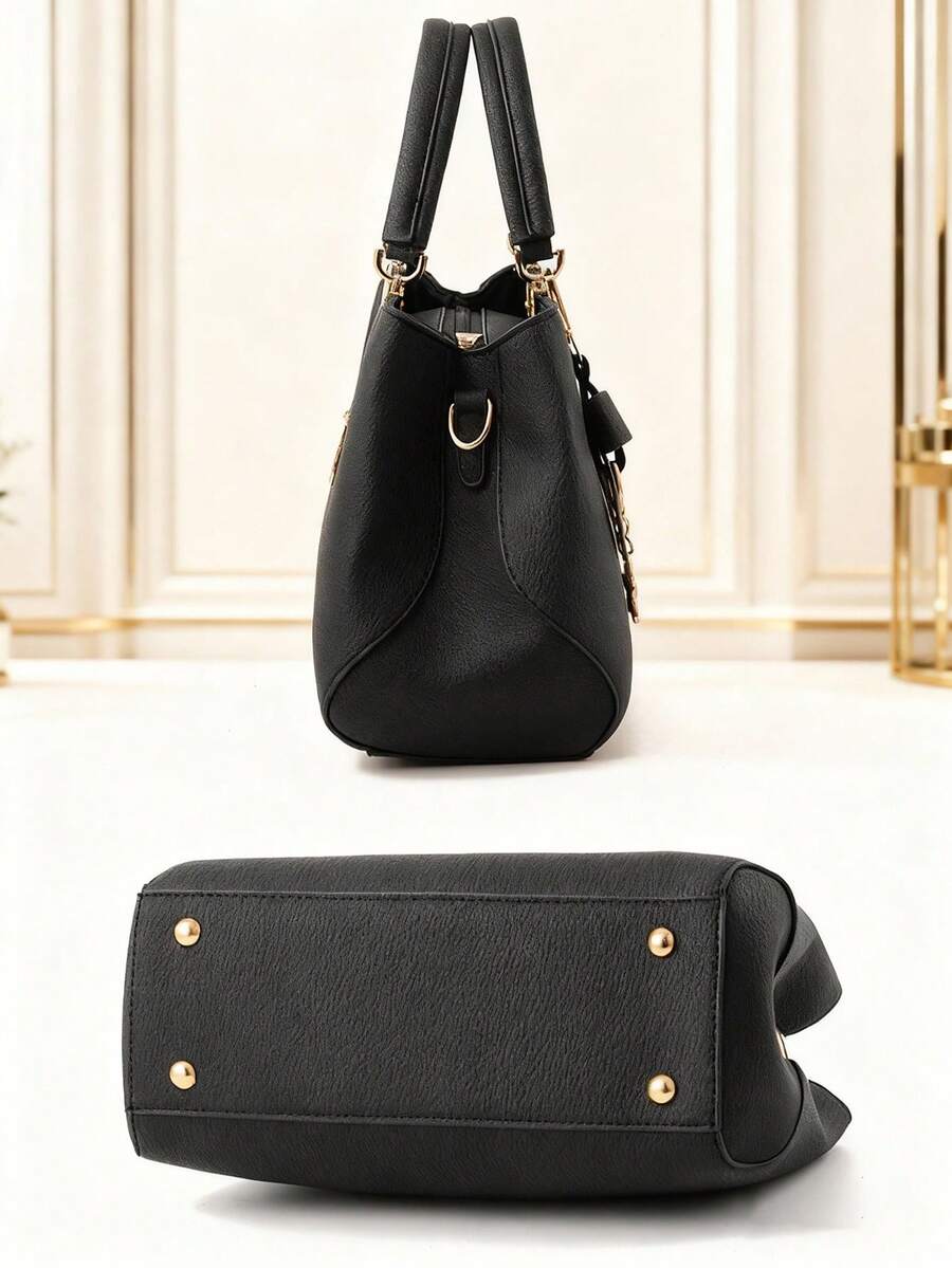 Dreubea Womens Handbag Tote Shoulder Purse Leather Crossbody Bag,New Bow-Detail Women's Handbag, Lychee-Textured Handbag Bow-Adorned For Mature Women