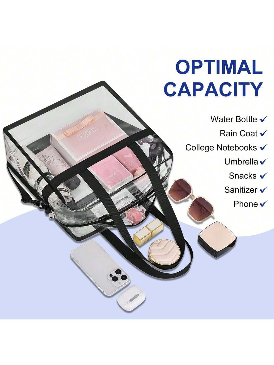 Clear Bags Stadium Approved Clear Tote Bag With Zipper Closure Crossbody Messenger Shoulder Bag With Adjustable Strap