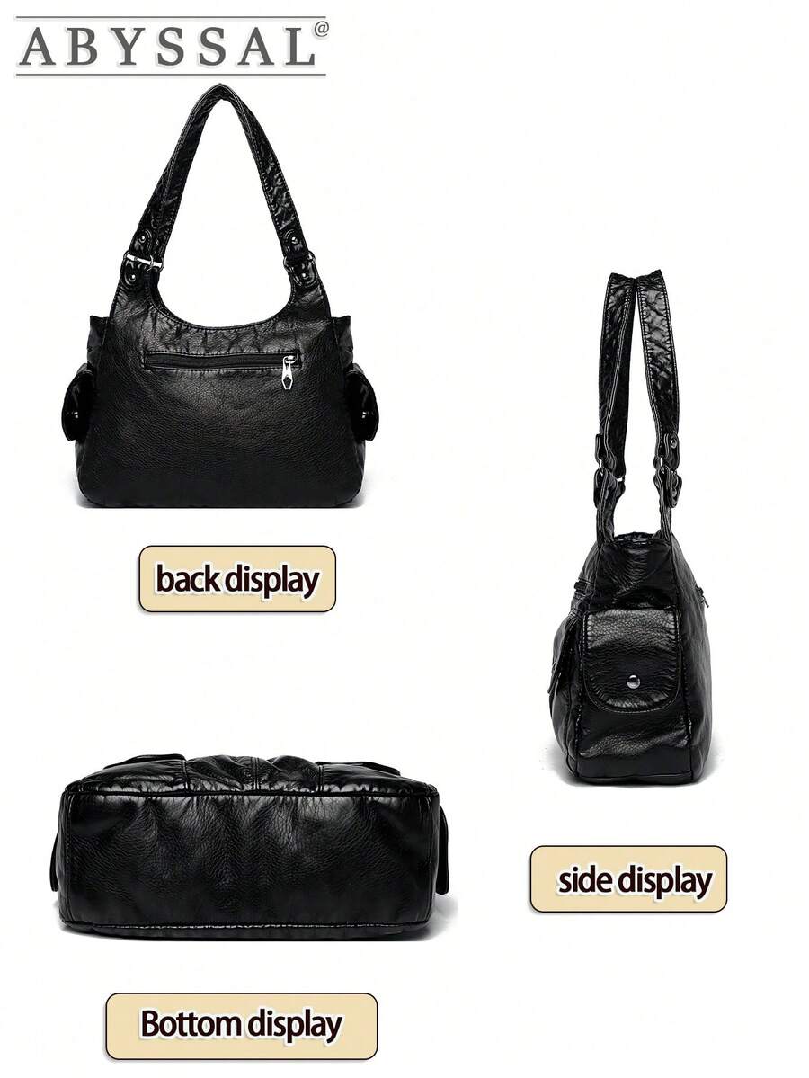 Grunge Punk Casual Women's Shoulder Bag/Totes Large Capacity Handbag For Commuting, School, New Arrival Tote Bags For Woman,Vintage Soft Leather Tote Bag For Women, Large Capacity Work Commuter Bag, V