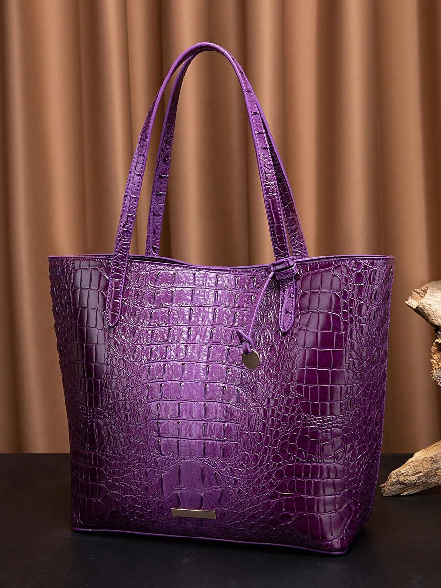 Oversized Embossed Tote Bag With Pouch, Large Women Shoulder Bag For Outdoor Beach Camping, Lightweight Bag Fits Tablet With Decor Charm