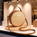 Brown Woven Straw Beach Bag, Summer Casual Vacation Tote Handbag, Women's Shoulder Crossbody Bag, Business Commuter Crossbody Bag, And Small Handbag For Daily Office Use. Suitable For Girls, Female Co