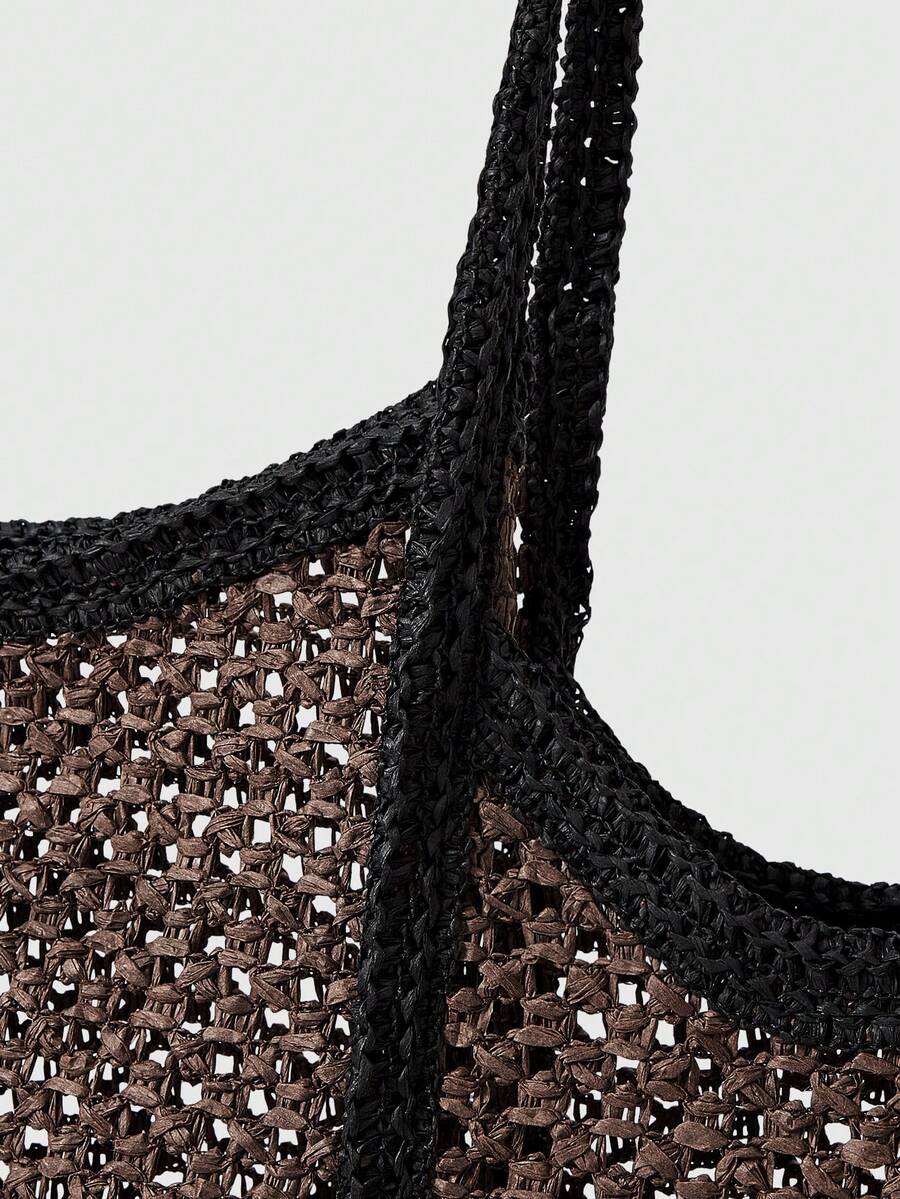 ROMWE Kawaii Women's Casual Versatile Commuter Woven Tote Bag