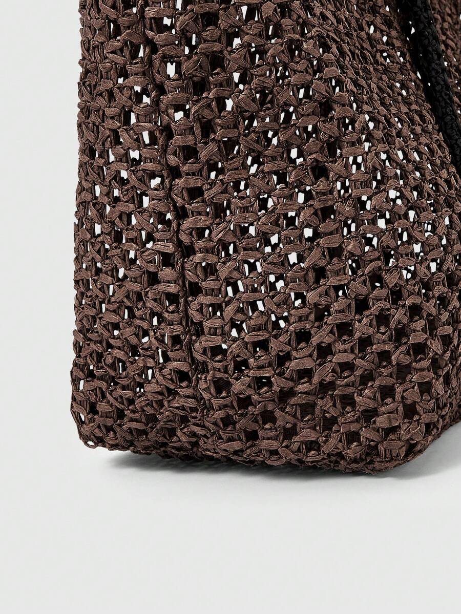 ROMWE Kawaii Women's Casual Versatile Commuter Woven Tote Bag