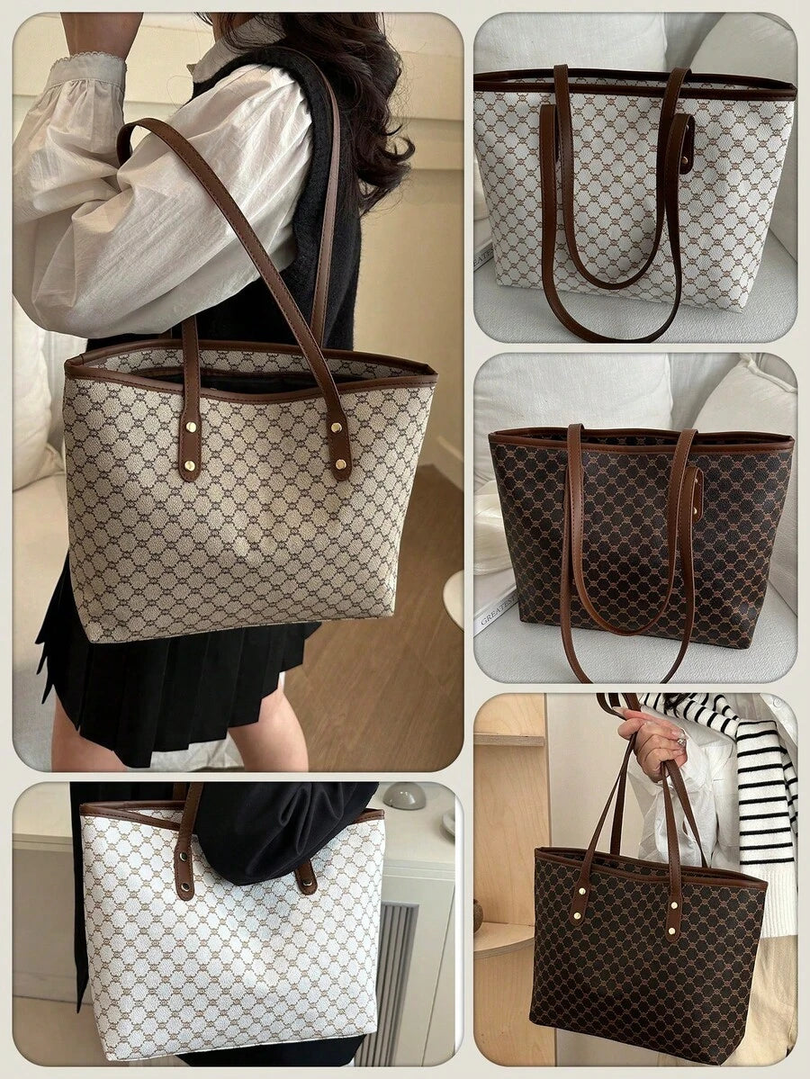 Large Capacity Tote Bag Stylish Handbag For Women Heavy-Duty Shoulder Bag Lightweight Shopping Bag Great For Vacation Beach Trips Commute Travel