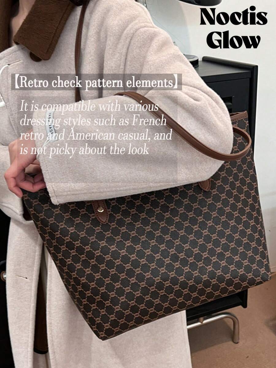 Large Capacity Tote Bag Stylish Handbag For Women Heavy-Duty Shoulder Bag Lightweight Shopping Bag Great For Vacation Beach Trips Commute Travel